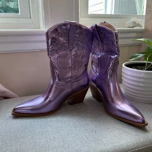 Metallic purple cowboy boots